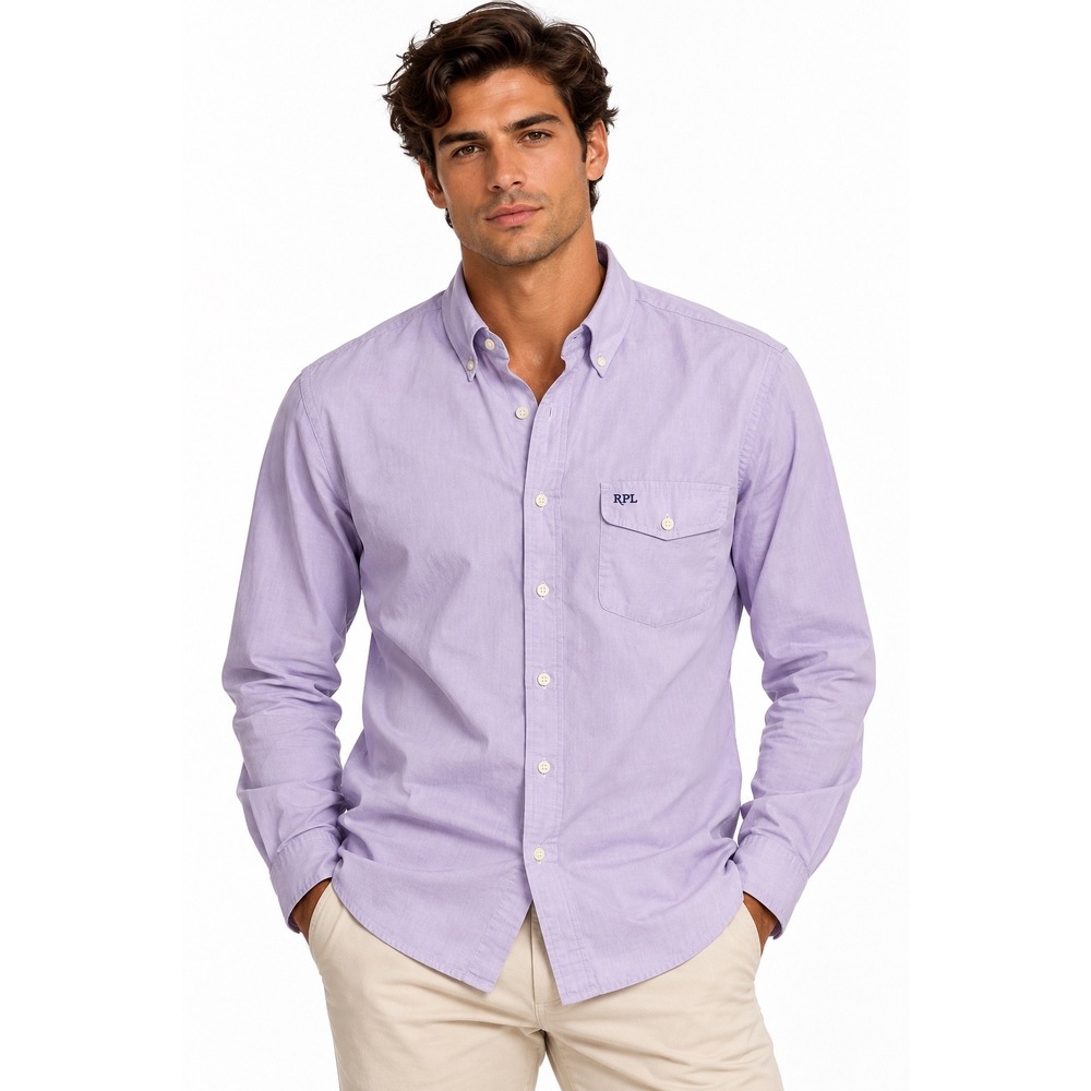 Ralph Lauren Men's Lavender Button Down Long Sleeve Shirt Size S RPL Pocket